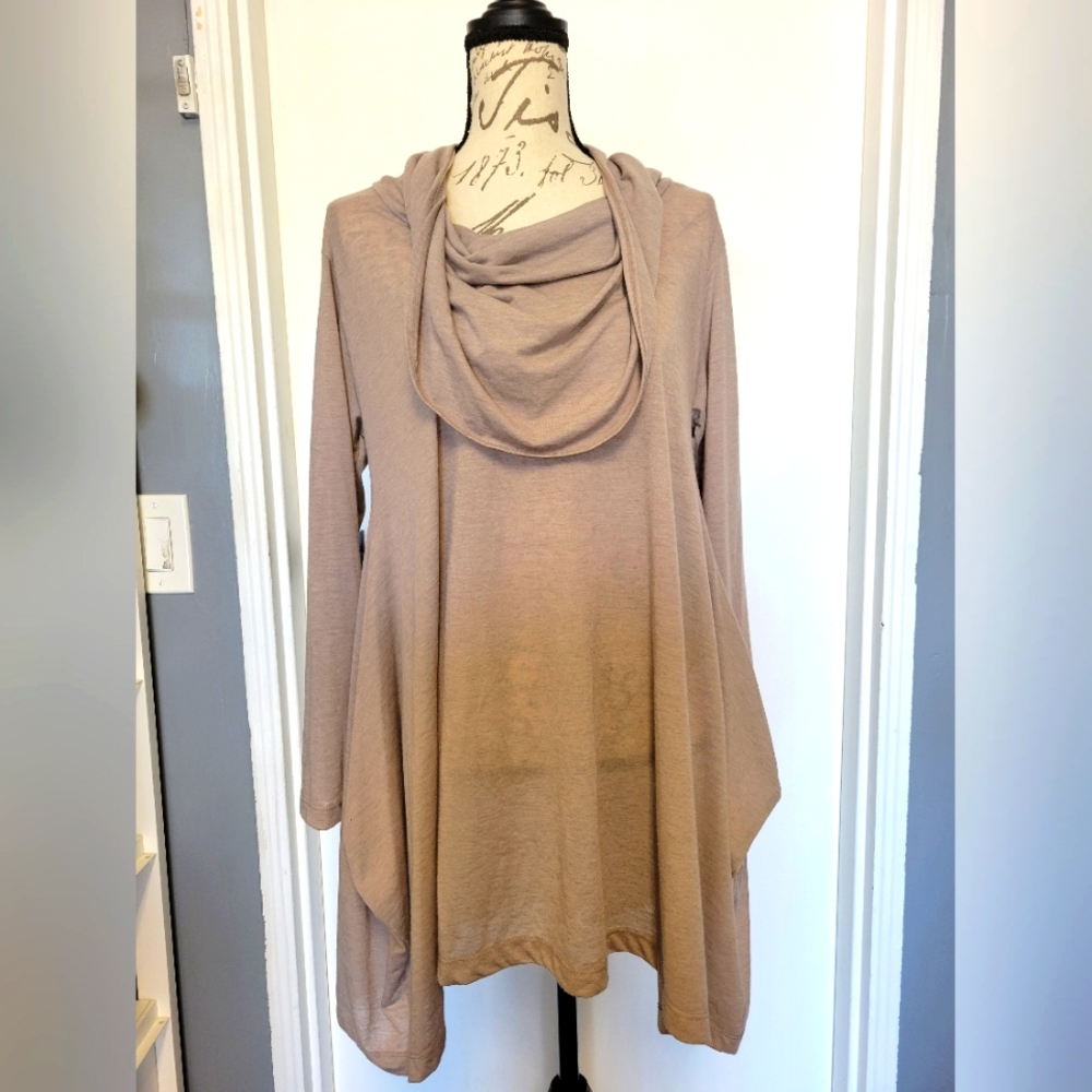 Bryn Walker Oatmeal Light Wool Blend Lagenlook Tunic‎ Pullover Size S